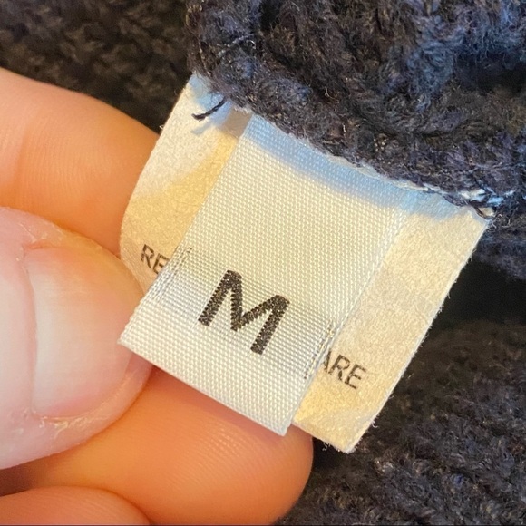 Margaret Winters Navy Tunic Cardigan Sweater  Button Artsy Boho Hooded Medium - Picture 9 of 10